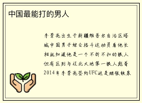 中国最能打的男人